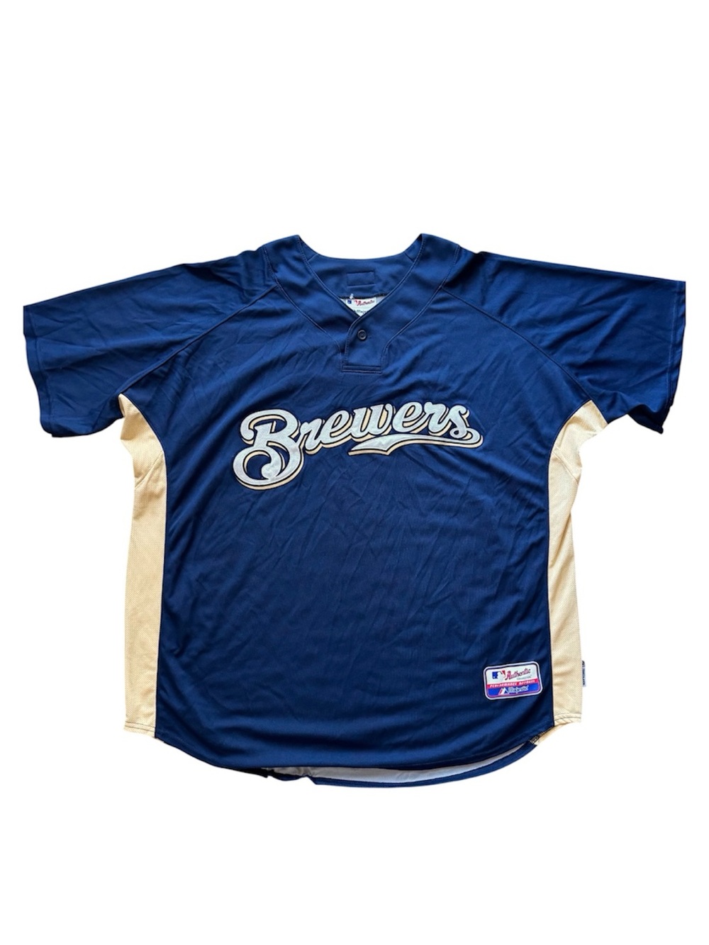 Majestic Milwaukee Brewers Practice Jersey Navy Cream 2X